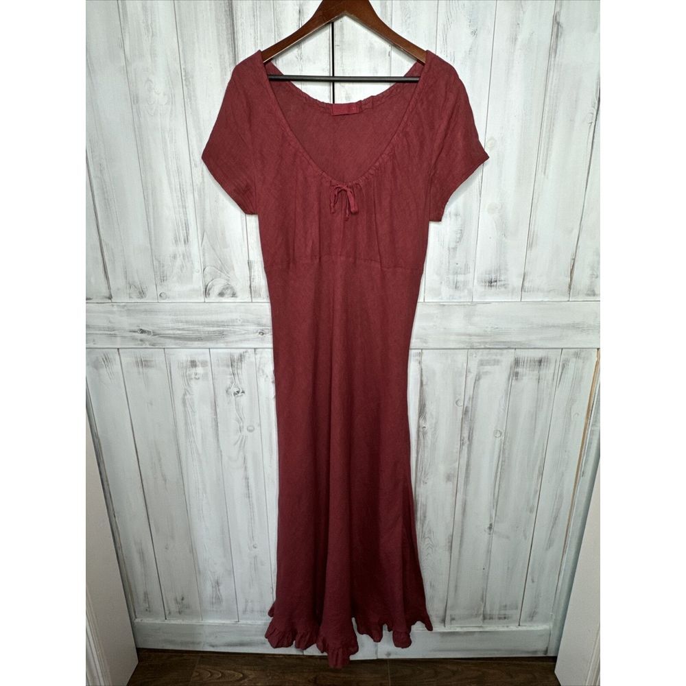 CP Shades Red Scoop Neck Short Sleeve Sundress